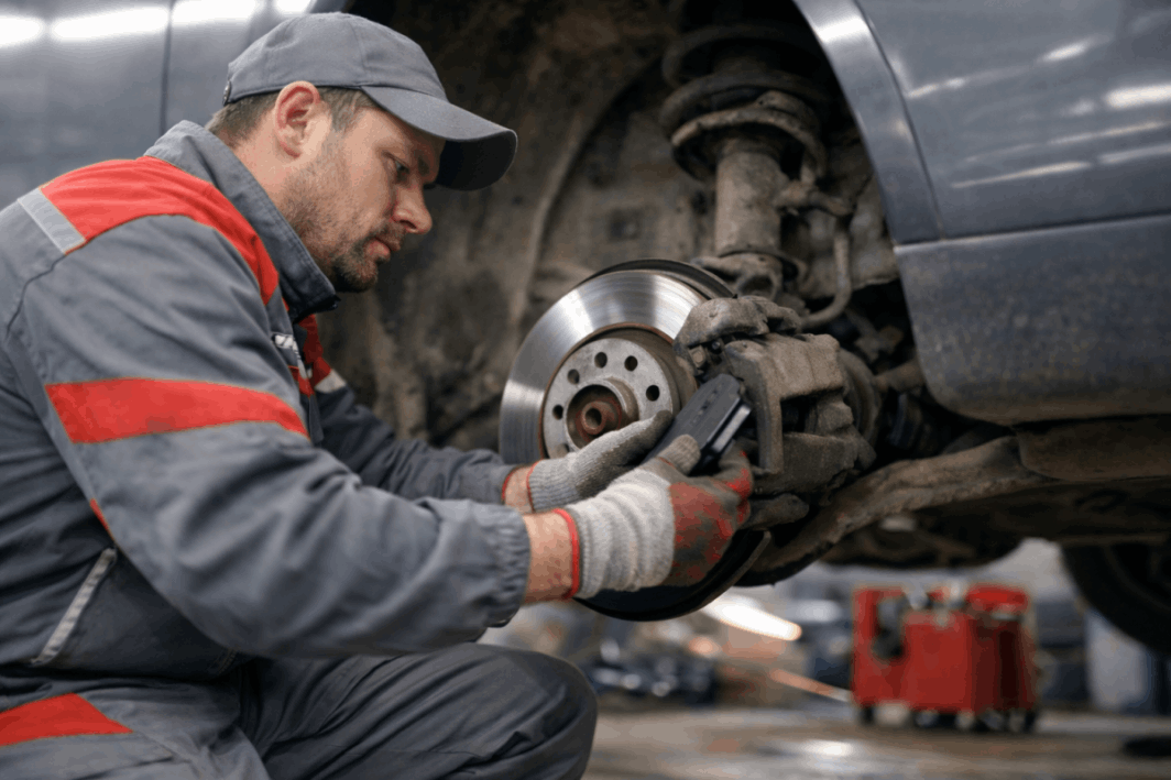 Wymiana klocków hamulcowych w samochodzie